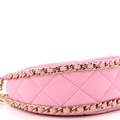 Chanel Lambskin Quilted Mini Chain Around Hobo Pink 9 of 11