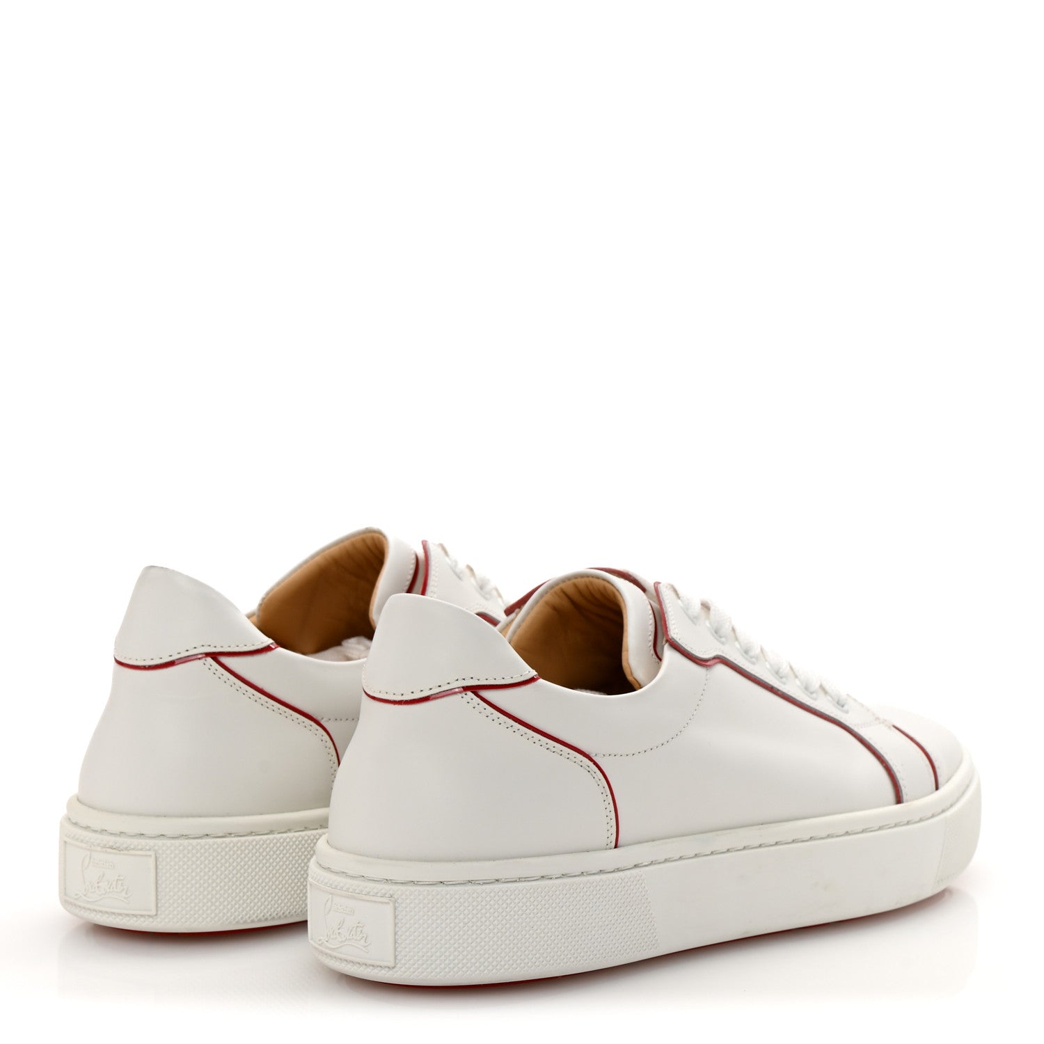 Christian Louboutin Calfskin Vierissima Flat Sneakers 40 White Red 5 of 9