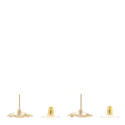 Chanel Enamel Pearl CC Camellia Earrings Pink Gold 3 of 4