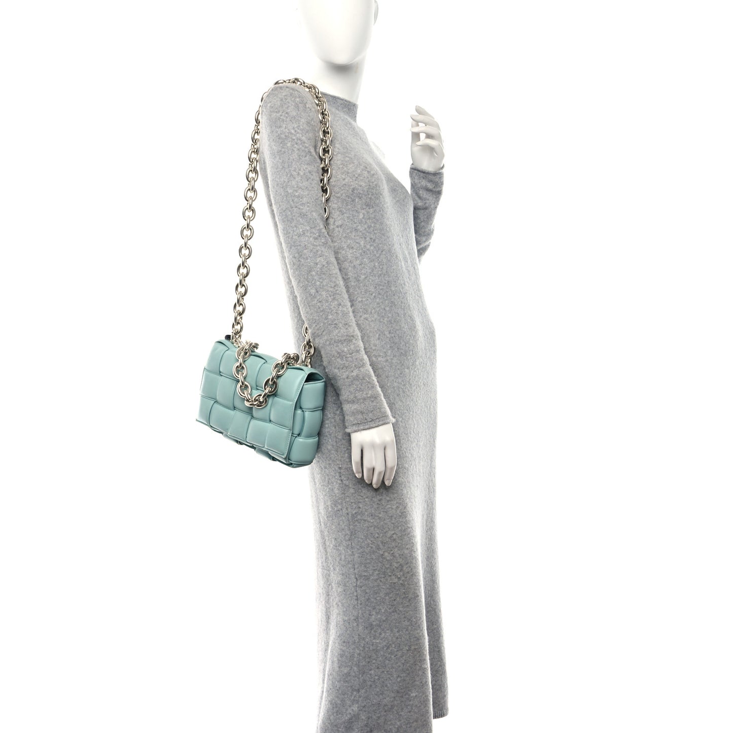 Lambskin Maxi Intreccio Padded Chain Cassette Crossbody Bag Spearmint