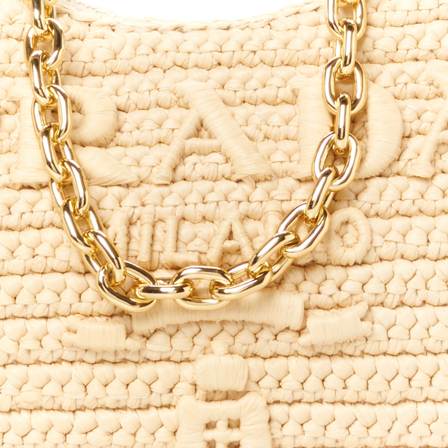 Yarn Raffia Effect Crochet Mini Re-Edition 2000 Shoulder Bag Naturale