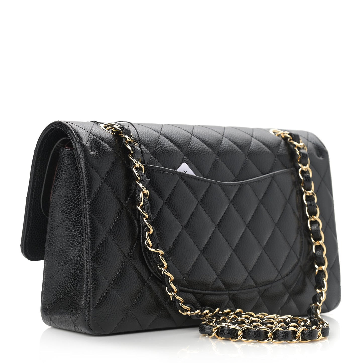 Caviar Quilted Medium Double Flap Black