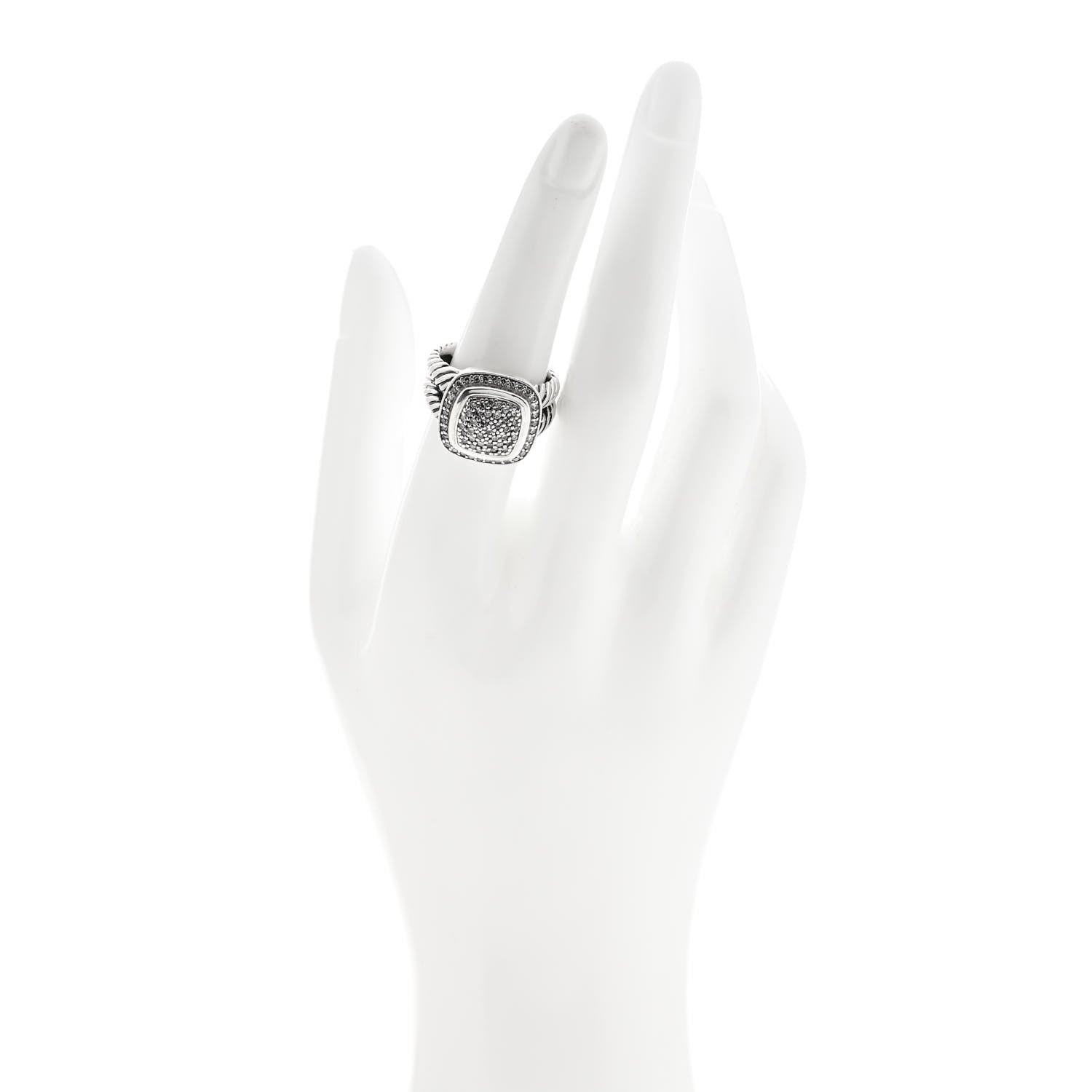 David Yurman Sterling Silver Diamond 11mm Albion Pave Ring 54 7 2 of 5