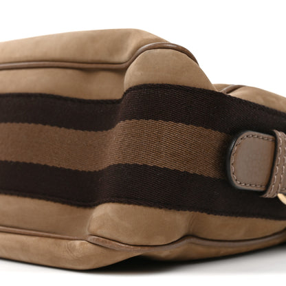 Gucci Calfskin Suede Large Horsebit Web Hobo Tan 10 of 10