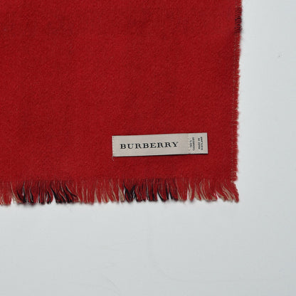 Burberry Cashmere Reversible Giant Check Block Fringe Scarf Camel Red 4 of 5