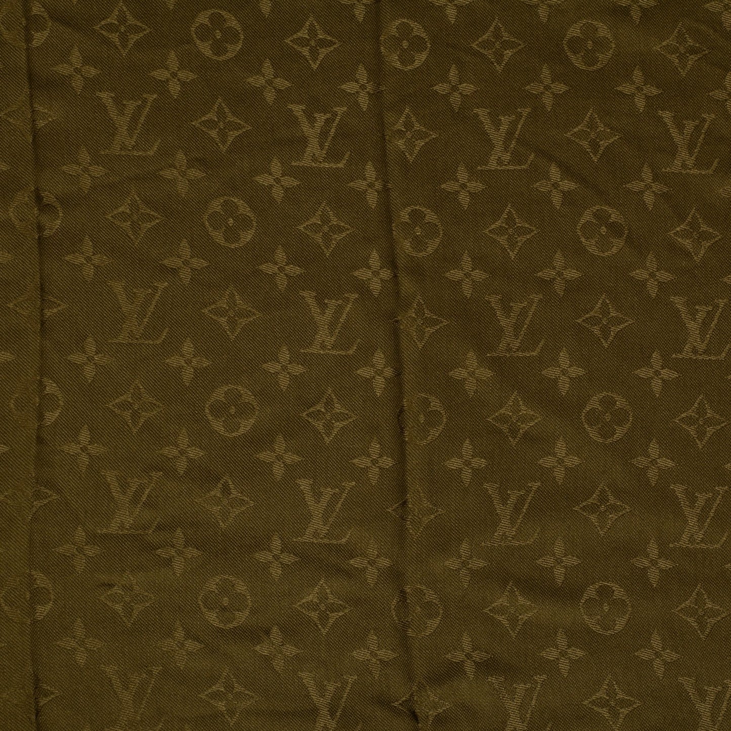 Silk Wool Monogram Shawl Kaki