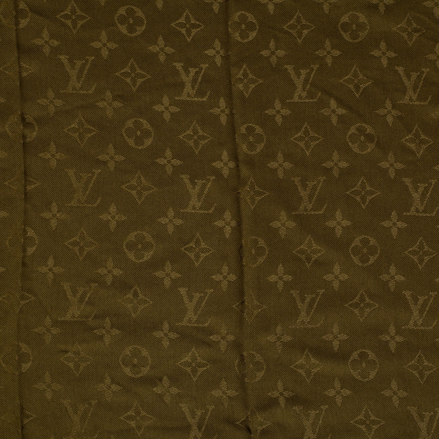 Louis Vuitton Silk Wool Monogram Shawl Kaki 1 of 5