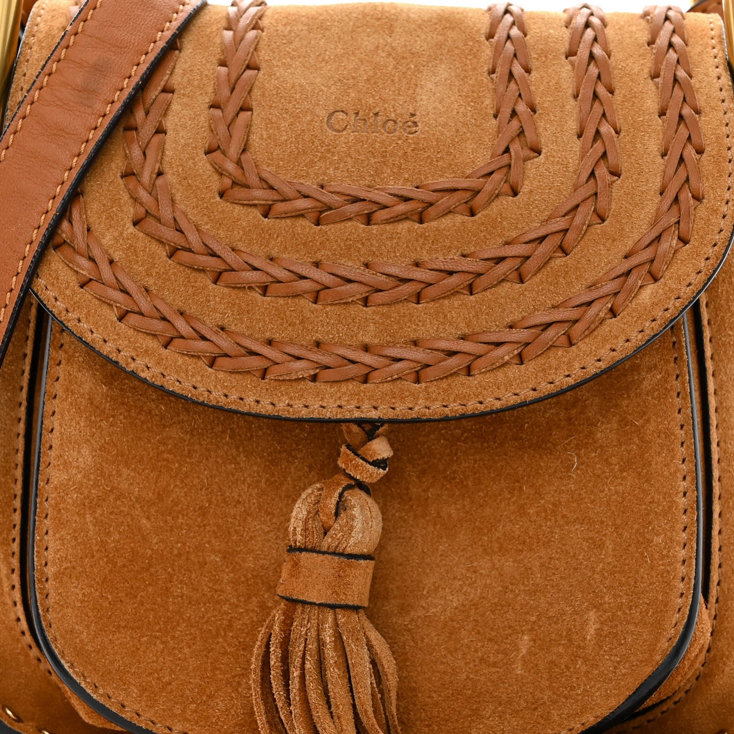 Chloe Suede Calfskin Braided Mini Hudson Shoulder Bag Caramel 8 of 10