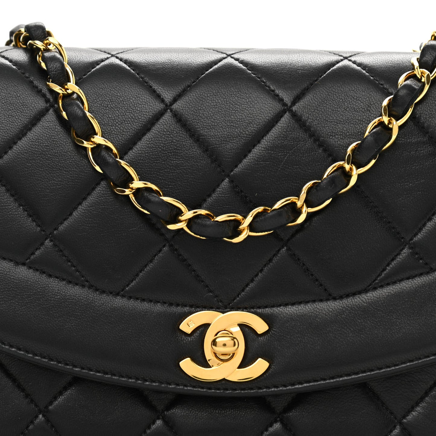 Lambskin Quilted Small Single Flap Black