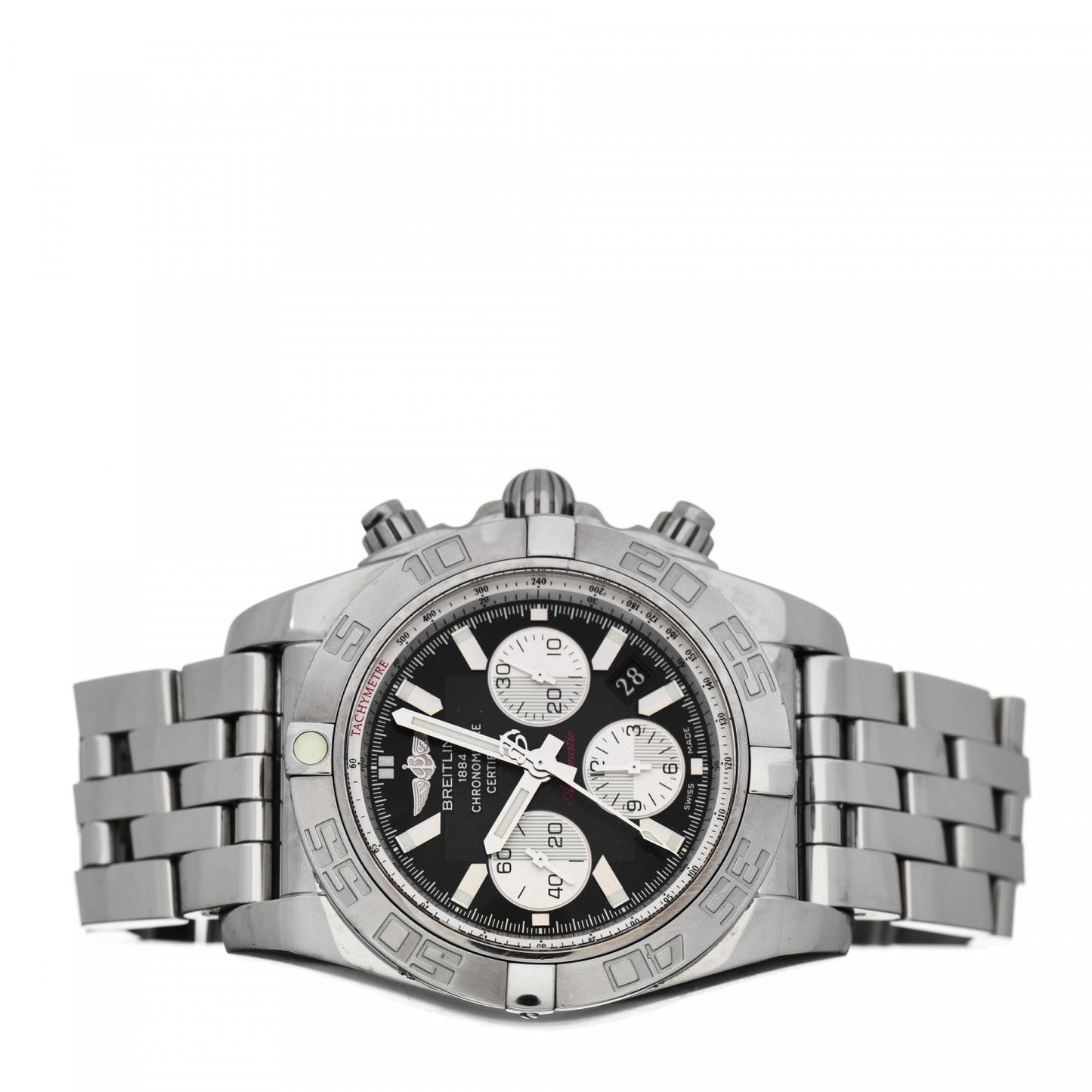 Stainless Steel 44mm Chronomat Chronograph Automatic Watch Black AB0110
