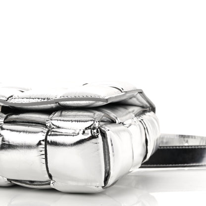 Bottega Veneta Metallic Lambskin Padded Cassette Crossbody Bag Silver 9 of 9