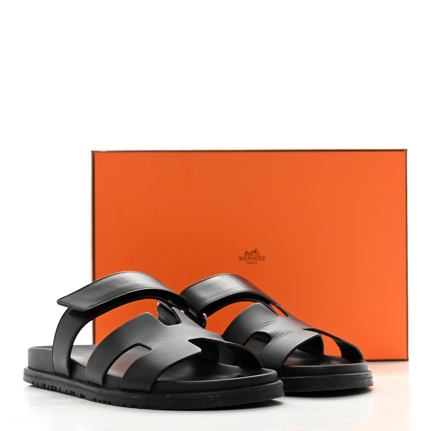 Hermes Calfskin Womens Chypre Sandals 40.5 Black 9 of 9