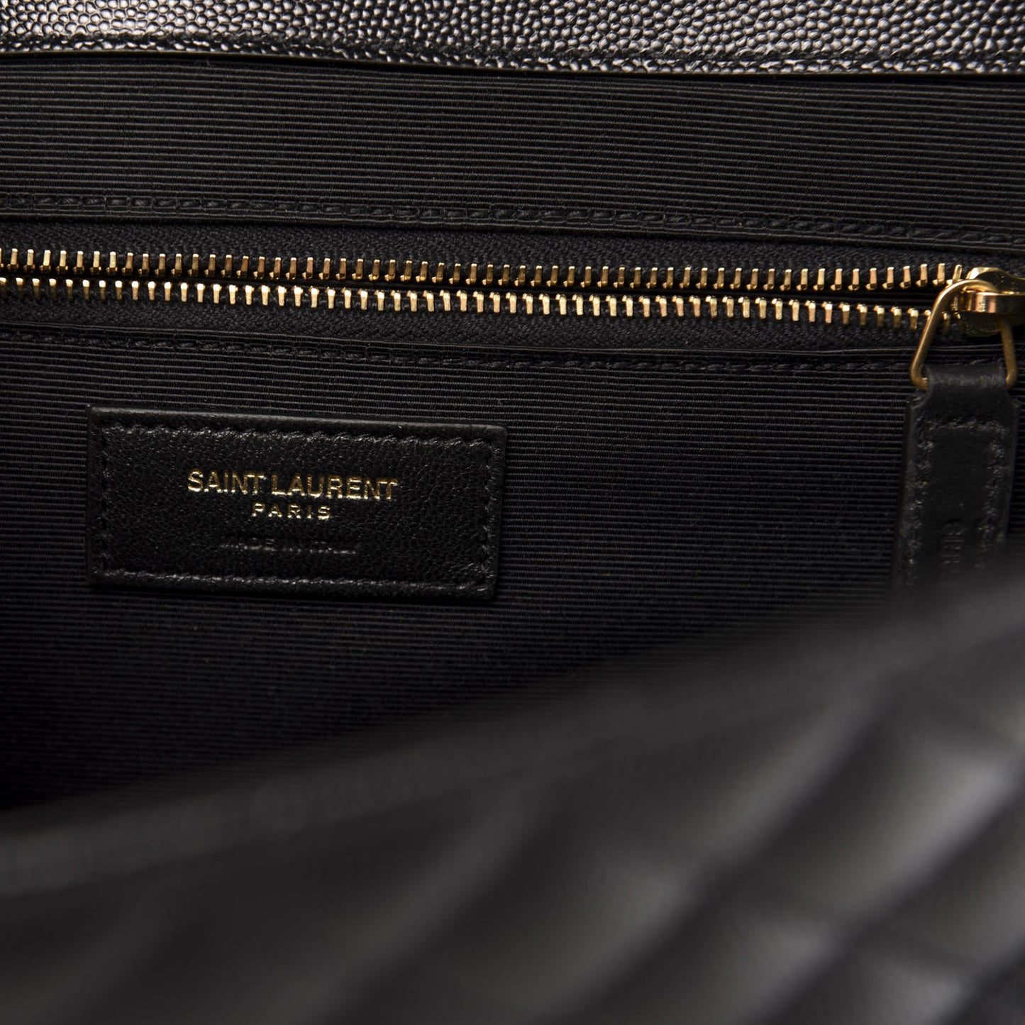 Grain De Poudre Textured Mixed Matelasse Large Triquilt Monogram Satchel Black