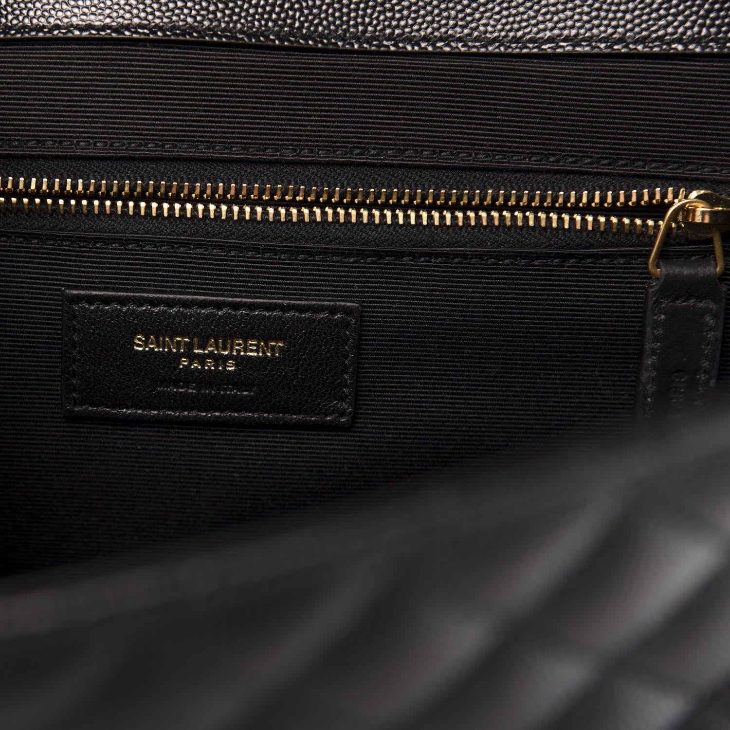 Saint Laurent Grain De Poudre Textured Mixed Matelasse Large Triquilt Monogram Satchel Black 8 of 10