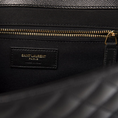 Saint Laurent Grain De Poudre Textured Mixed Matelasse Large Triquilt Monogram Satchel Black 8 of 10