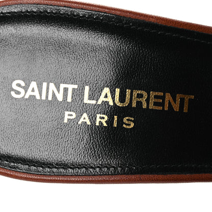 Saint Laurent Calfskin Tribute 85 Slide Sandals 39.5 New Papaya 9 of 13