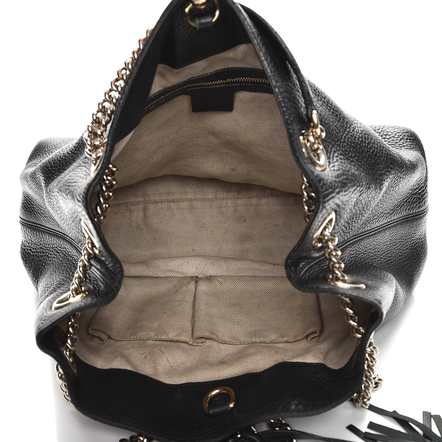 Pebbled Calfskin Medium Soho Chain Shoulder Bag Black