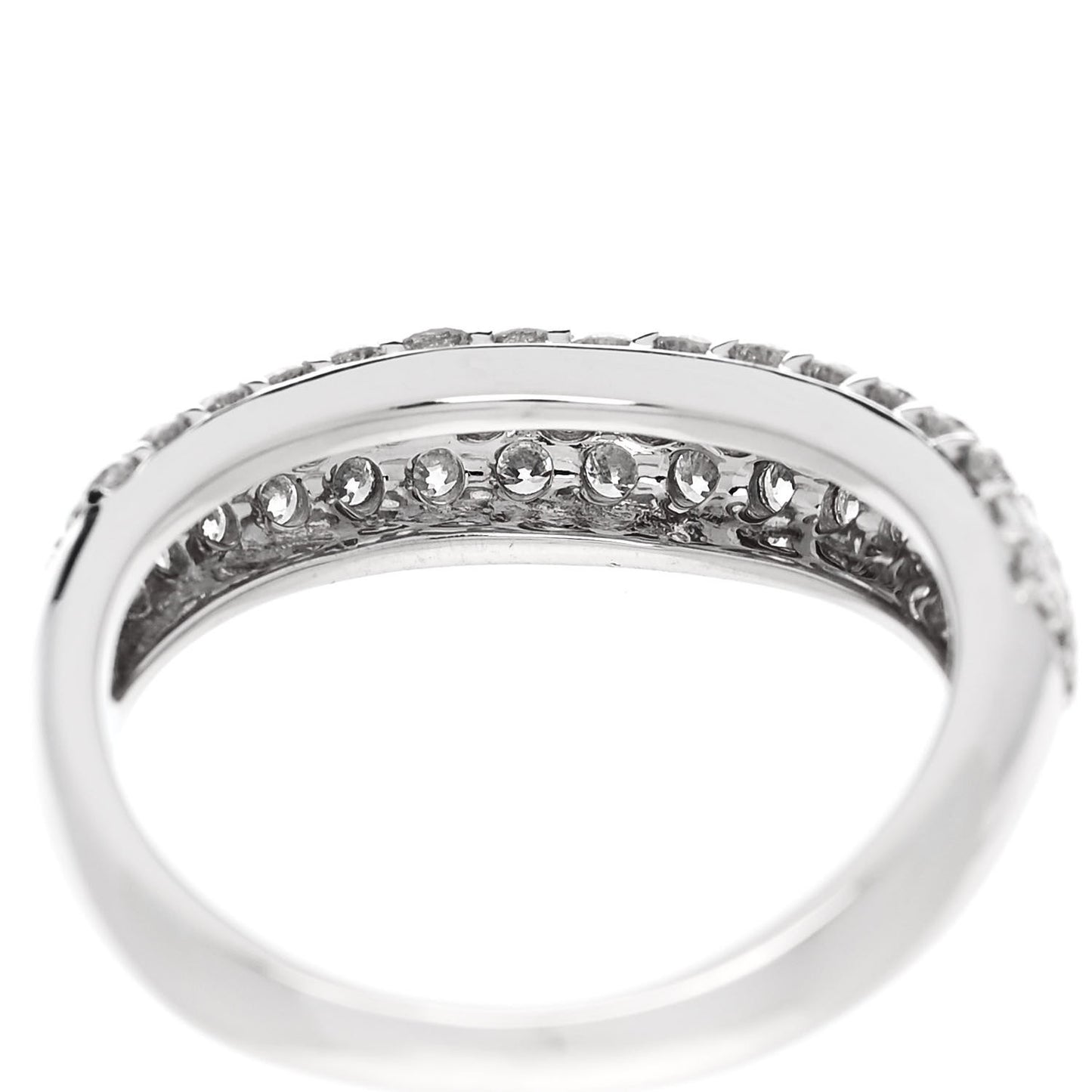 18K White Gold Diamond 1.00ctw Three Row Curved Band Ring 53 6.5