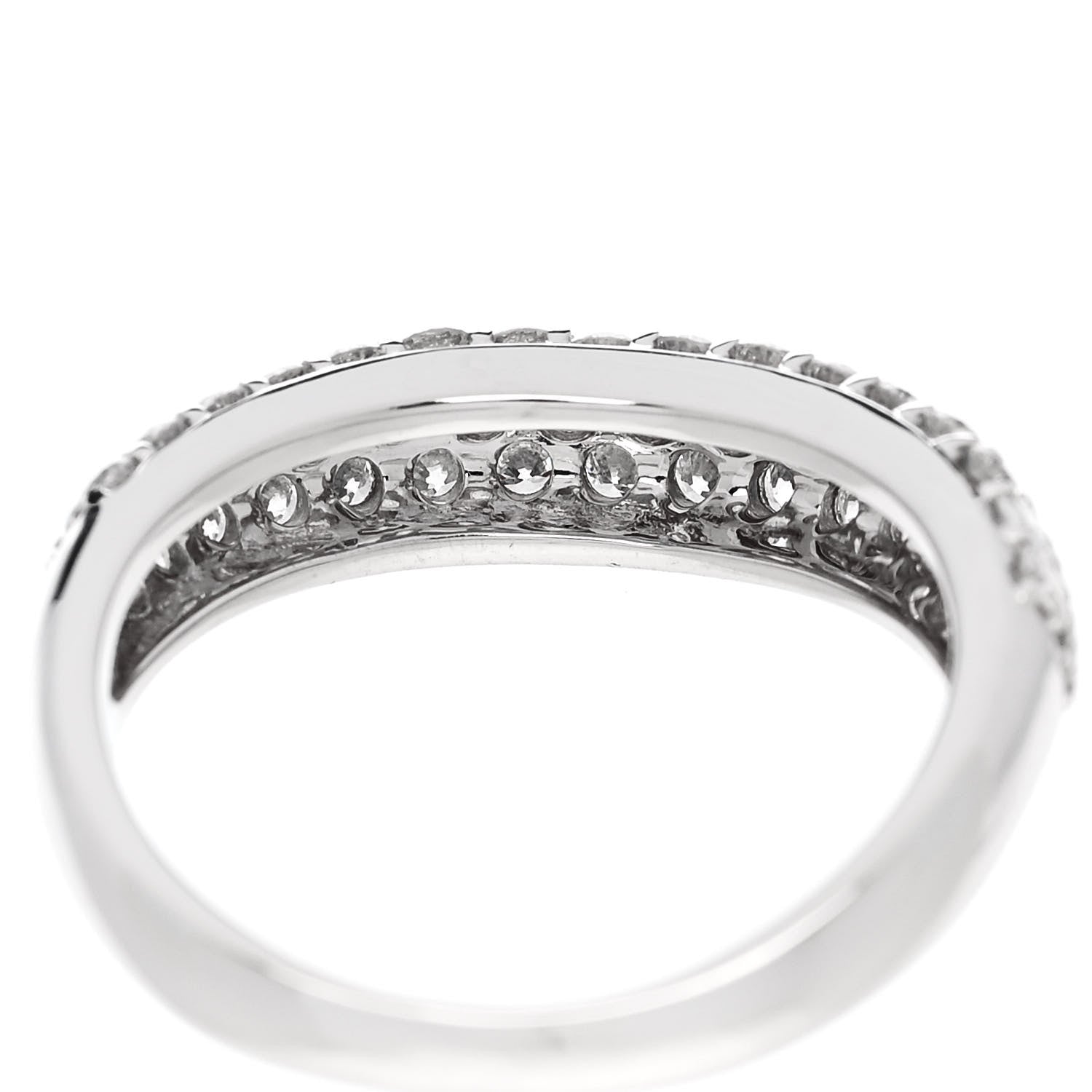 Parker & West by FASHIONPHILE 18K White Gold Diamond 1.00ctw Three Row Curved Band Ring 53 6.5 8 of 9