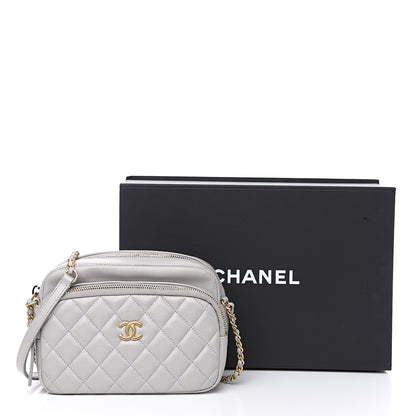 Chanel Iridescent Calfskin Quilted Day Trips Camera Case Light Grey 11 of 11