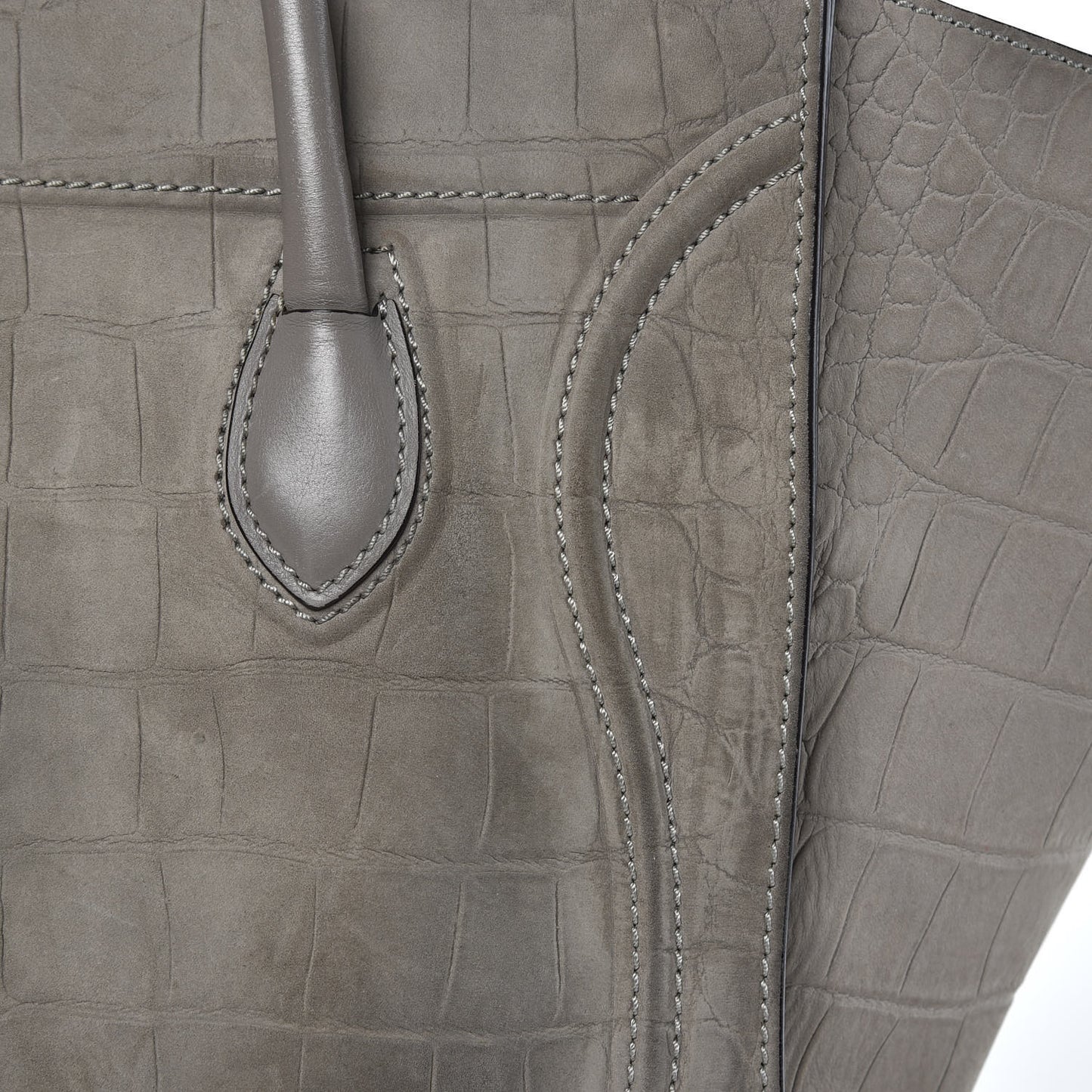 Crocodile Embossed Nubuck Large Phantom Luggage Grey
