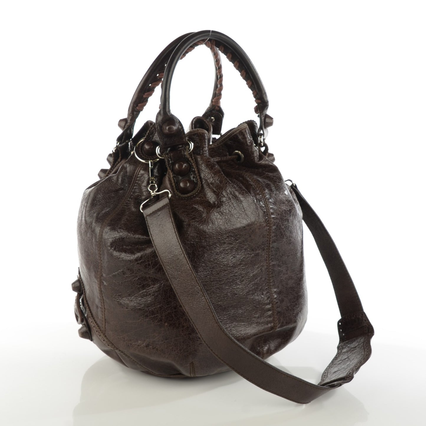 Agneau Giant Brogues Hardware Pompon Charbon