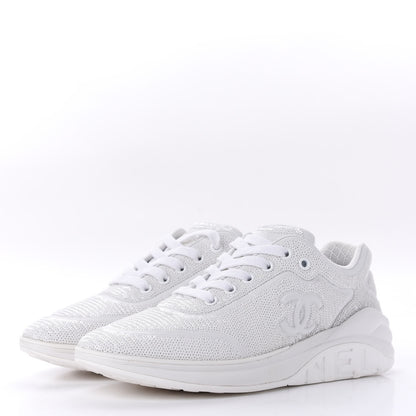 Chanel Sequin CC Sneakers 38.5 White 3 of 11