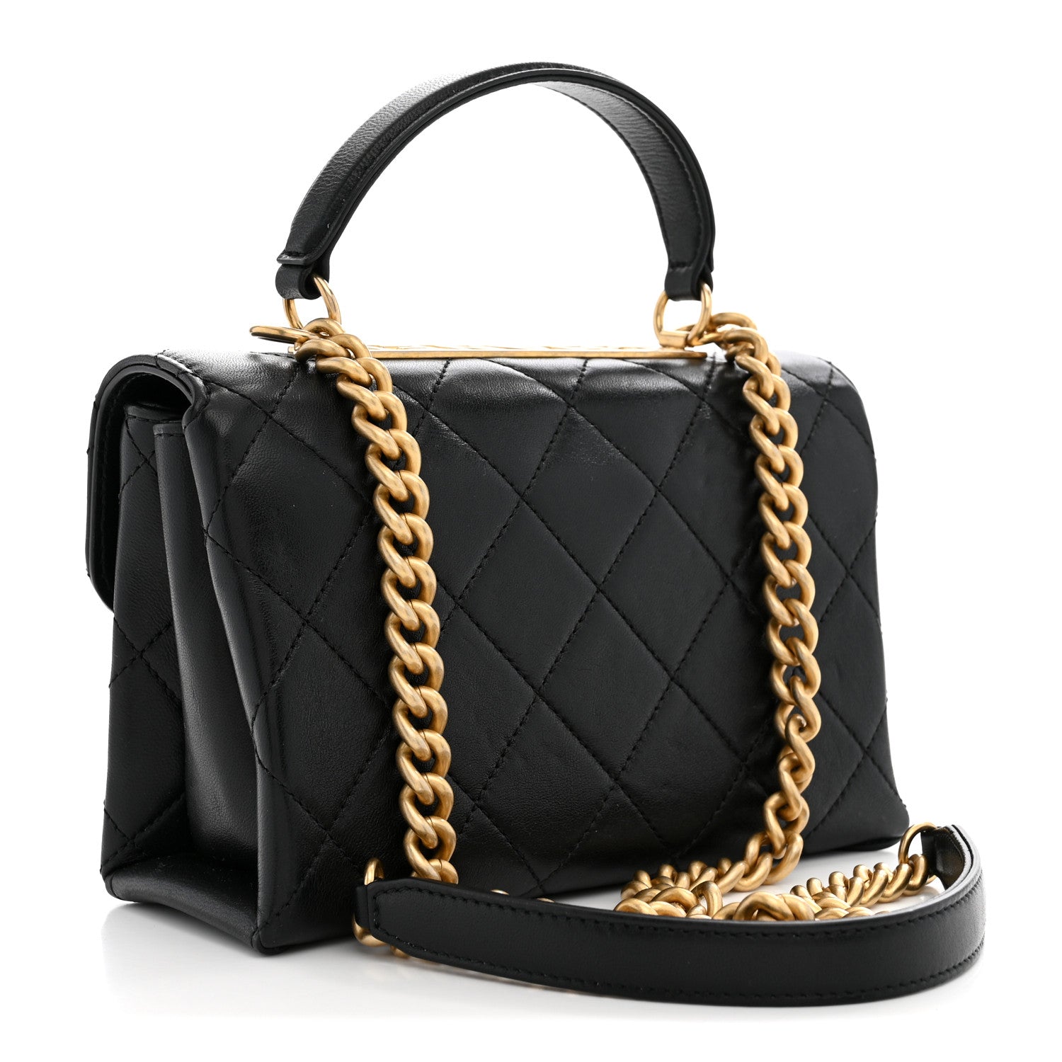 Chanel Lambskin Quilted Small Trendy Spirit Top Handle Bag Black 2 of 10