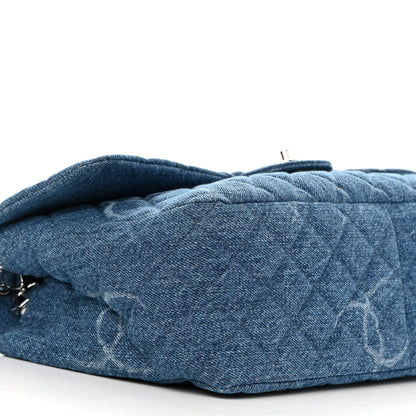 Chanel Denim Quilted CC Print Jumbo Single Flap Blue 9 of 10