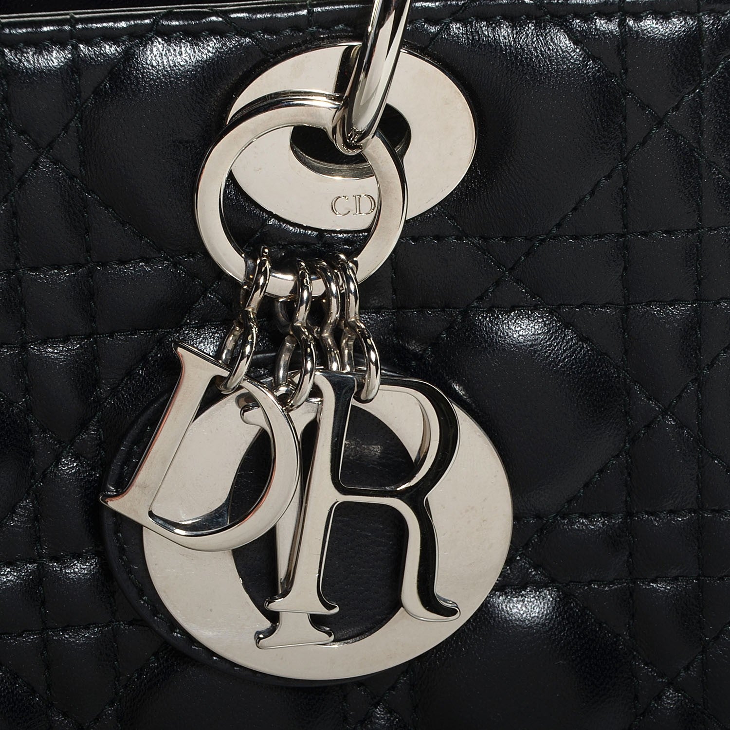 Christian Dior Lambskin Cannage Medium Lady Dior Black 8 of 9