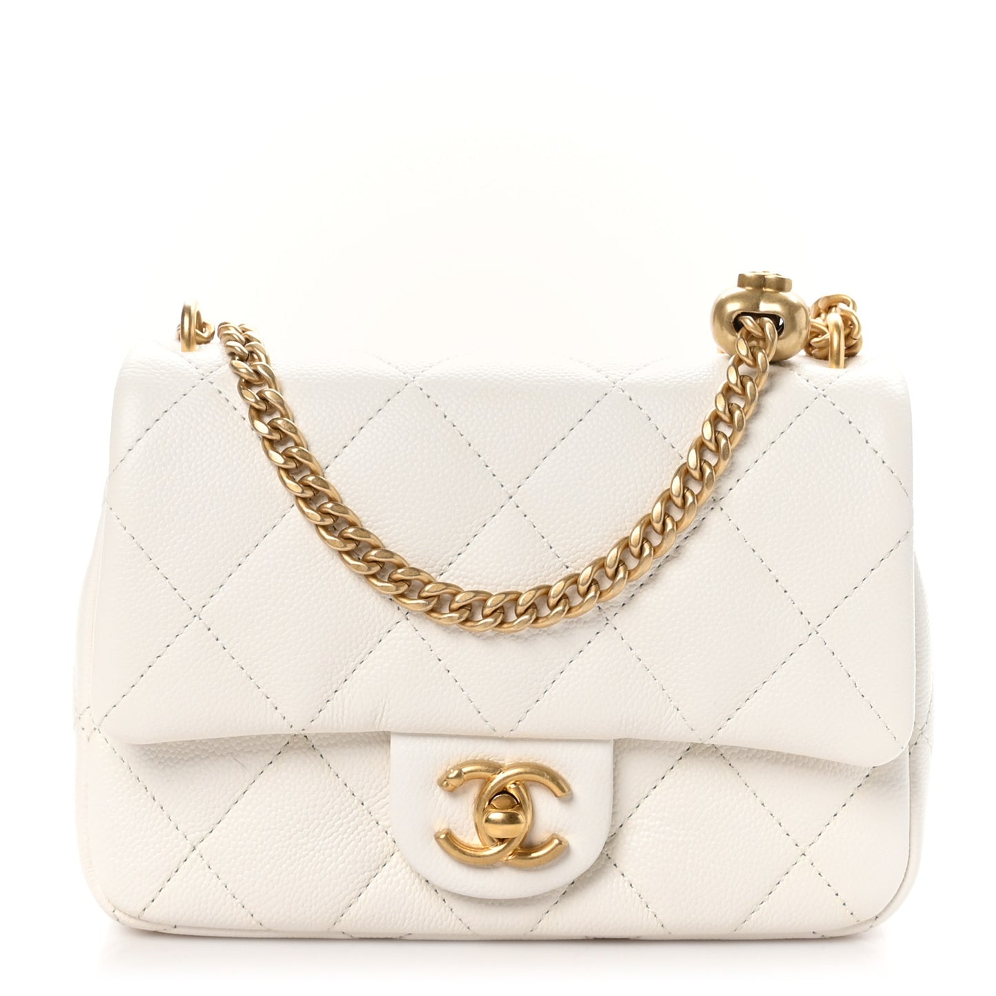 Caviar Quilted Mini Sweetheart Flap White