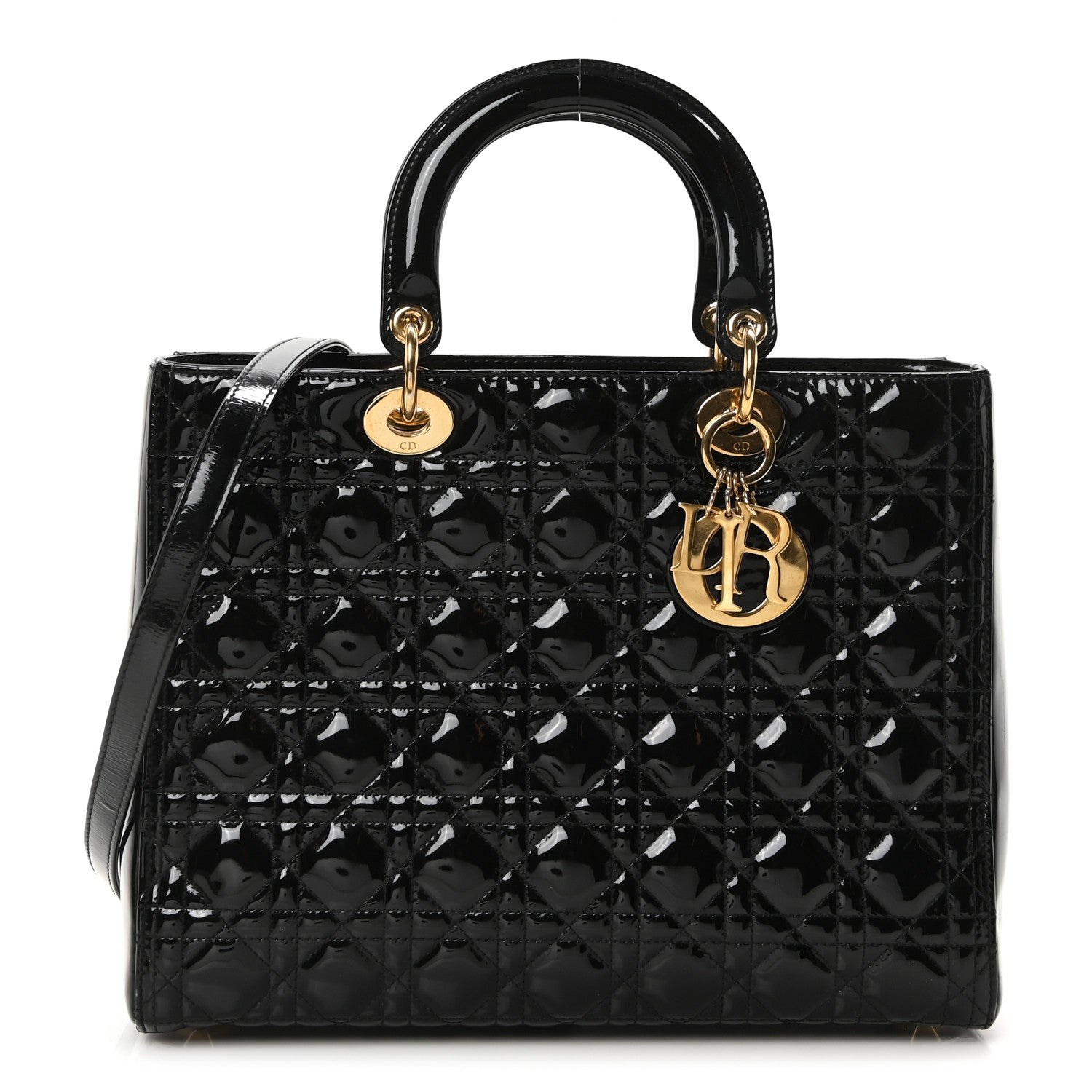Christian Dior Patent Cannage Large Lady Dior Black 1 of 10