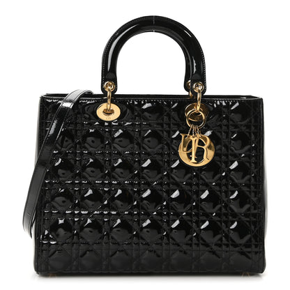 Christian Dior Patent Cannage Large Lady Dior Black 1 of 10