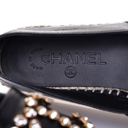 Chanel Patent Calfskin Crystal CC Espadrilles 36 Black 8 of 13