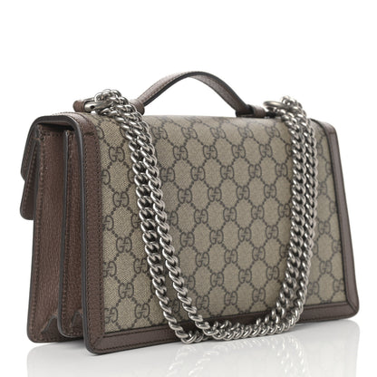 Gucci GG Supreme Monogram Textured Dollar Calfskin Top Handle Dionysus Shoulder Bag Beige Ebony New Acero 3 of 9