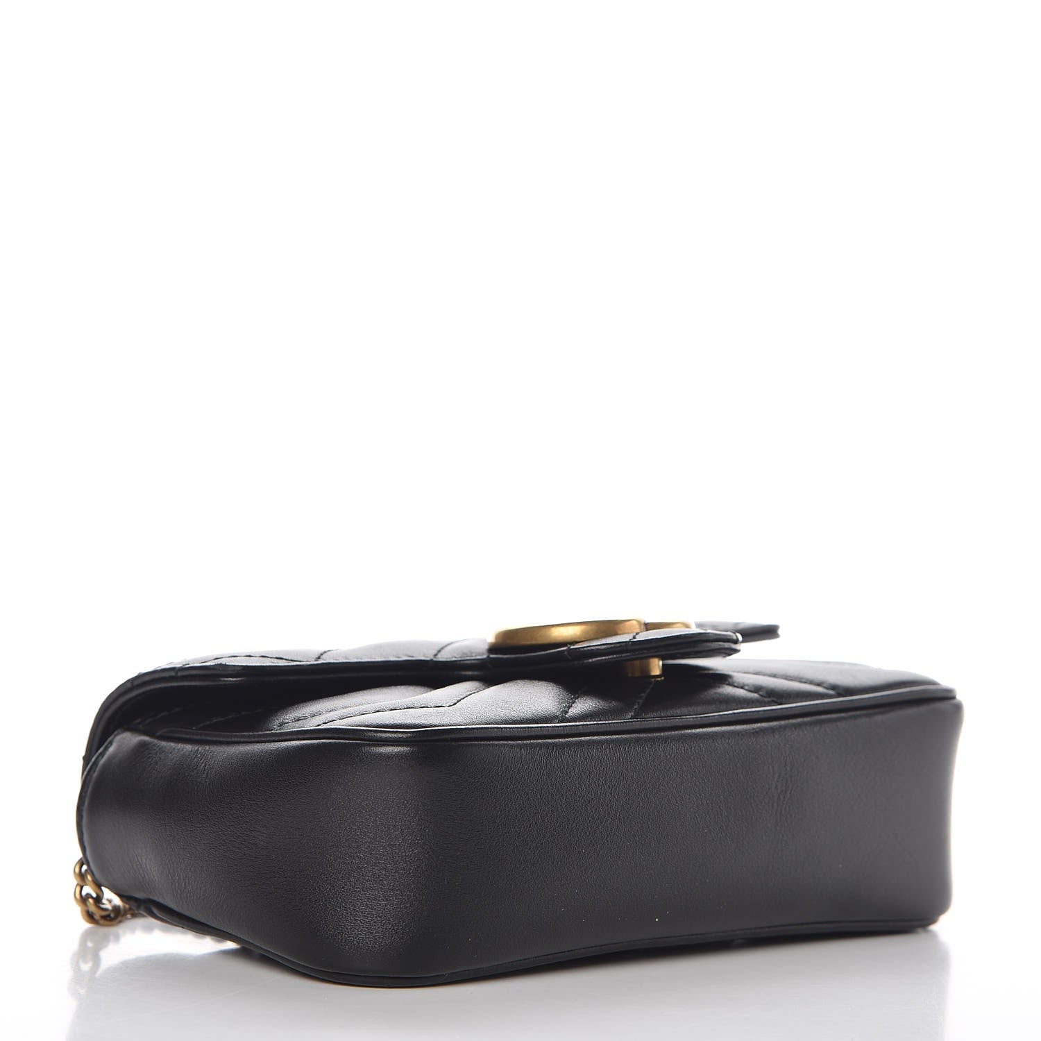Gucci Calfskin Matelasse Super Mini GG Marmont Shoulder Bag Black 4 of 8