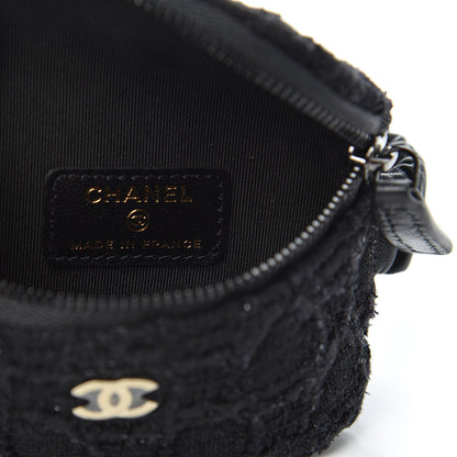 Chanel Tweed Lambskin Quilted Arm Coin Purse Black 5 of 7