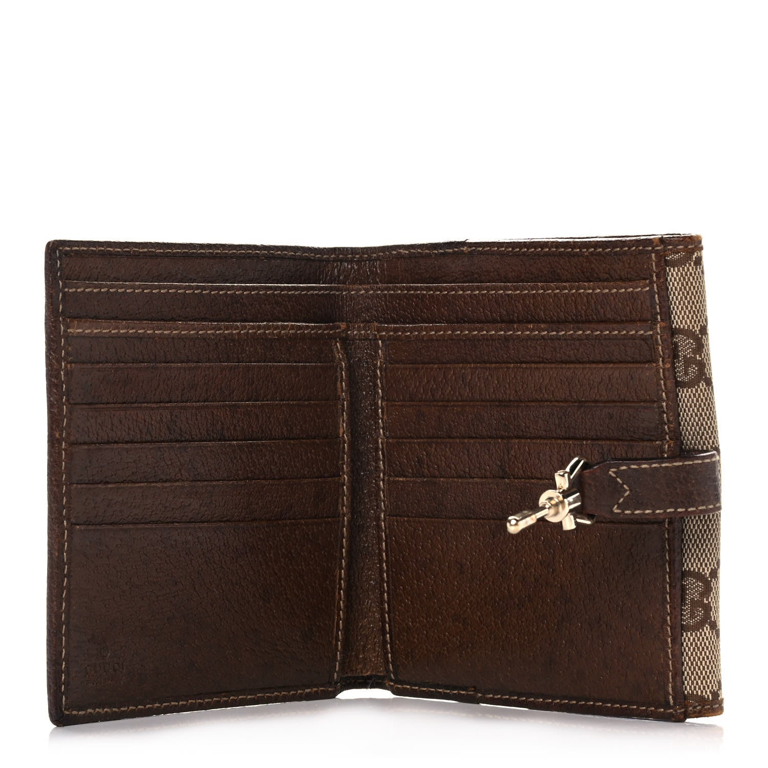 Gucci Monogram Piston Lock Compact Wallet Beige 5 of 14