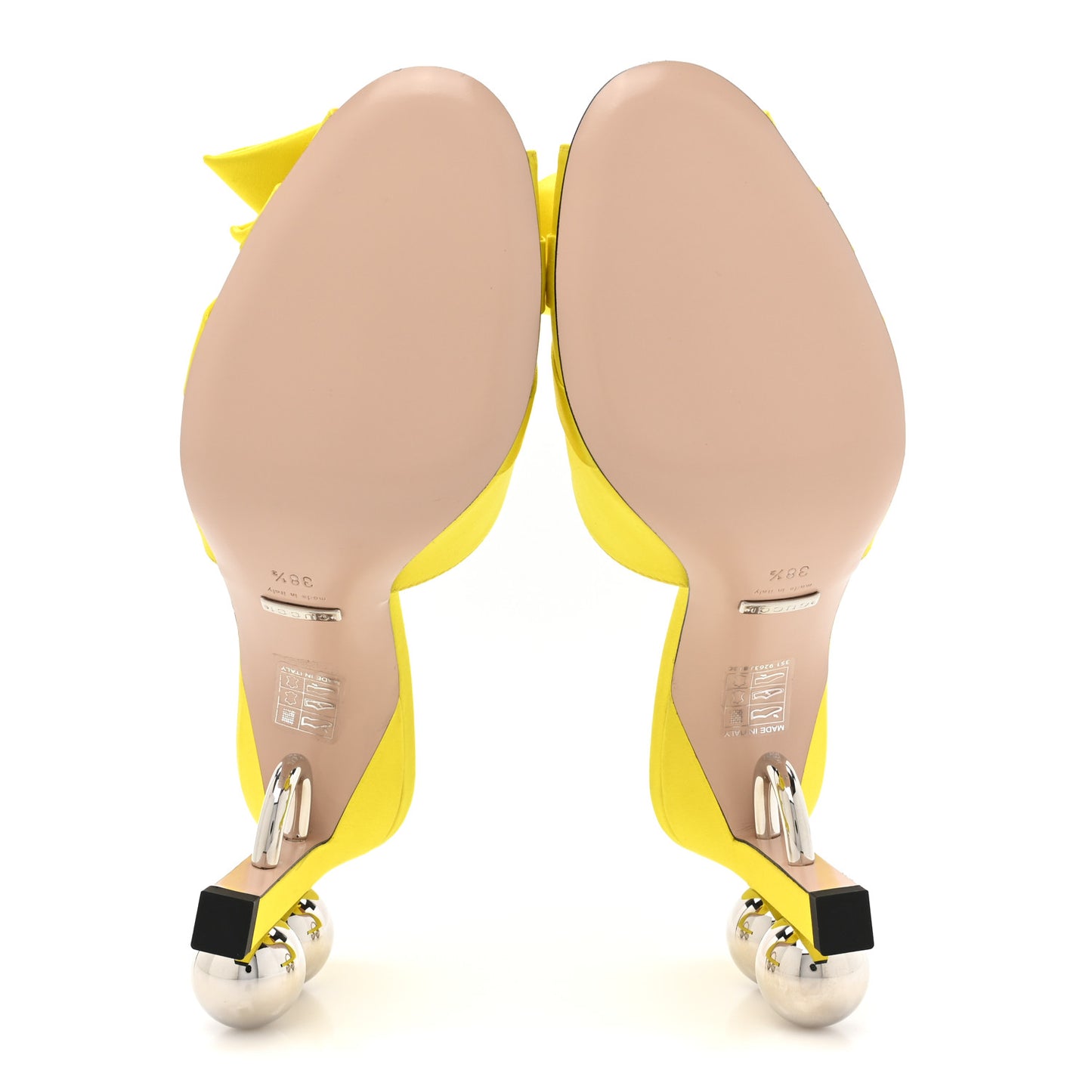 Satin Shawana Flower Sandals 38.5 Shine Yellow