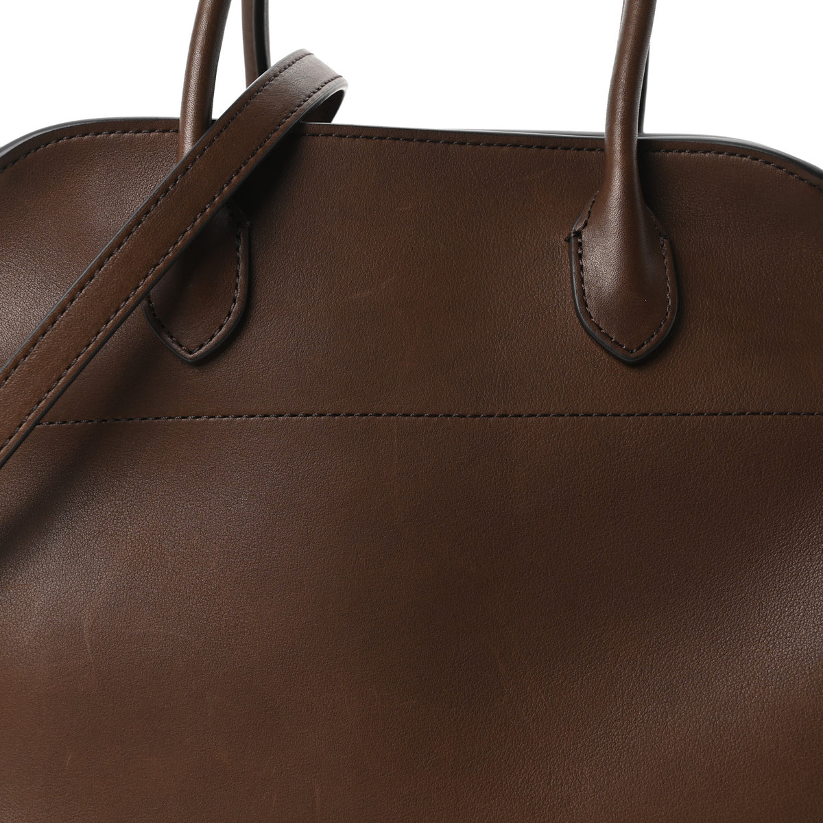 The Row Polished Saddle Calfskin Soft Margaux 12 Dark Brown 7 of 9
