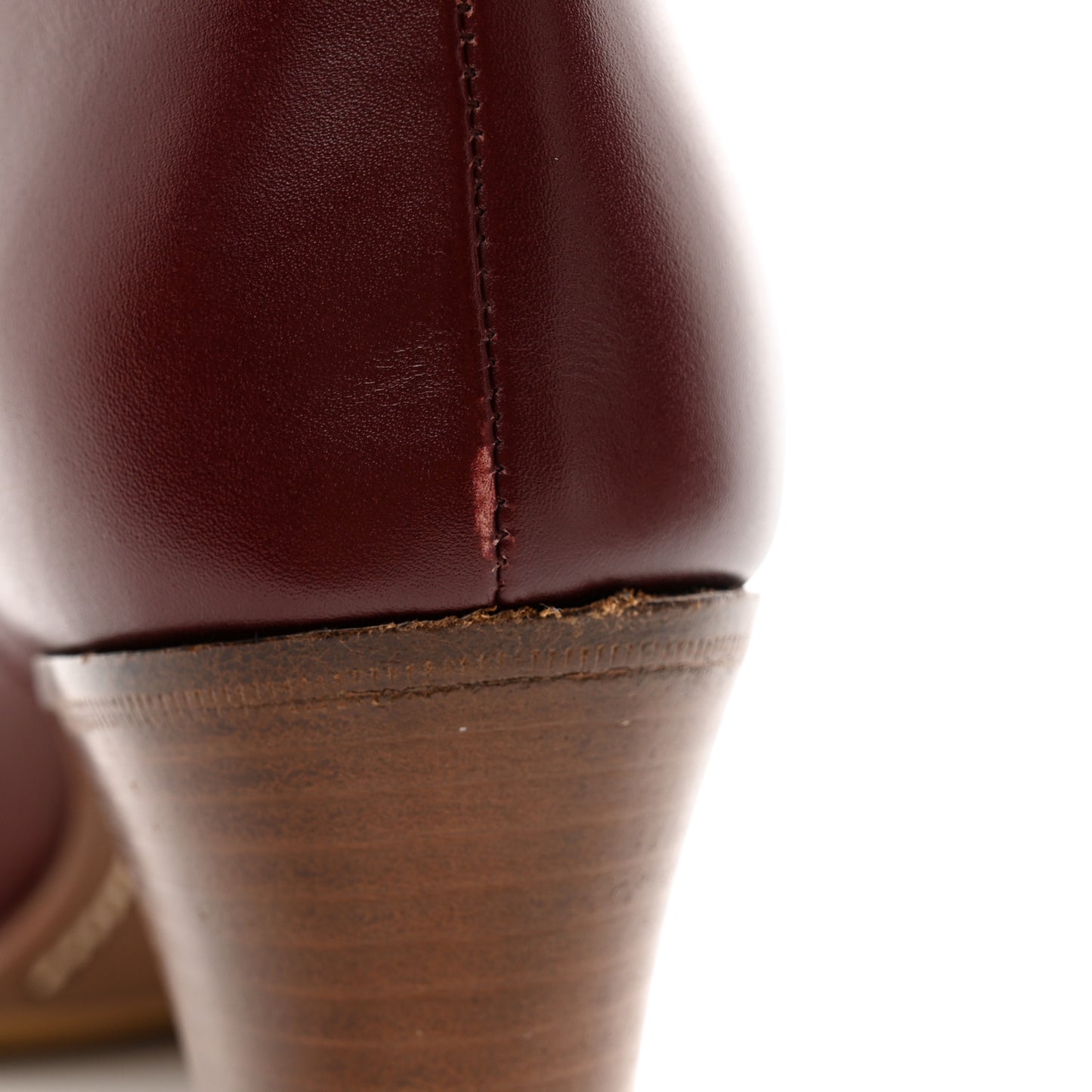 Calfskin Shearling Ankle Boots 38 Bordeaux