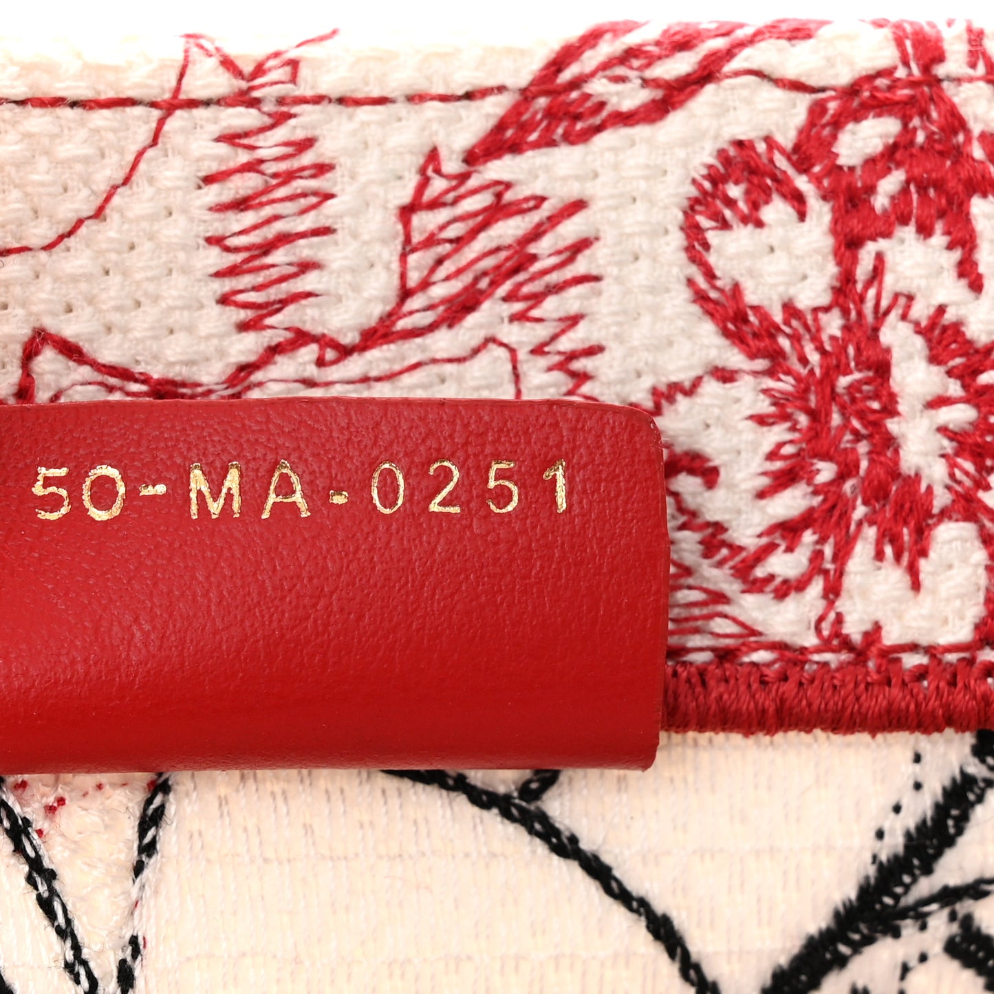 Canvas Embroidered Medium Dioramour D-Royaume Book Tote Red Multicolor