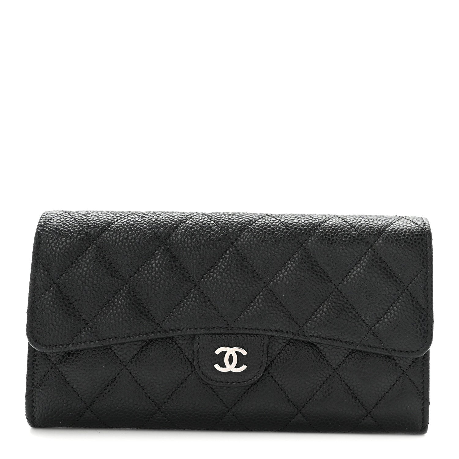 Chanel Caviar Quilted Large Gusset Flap Wallet Black 1 of 9
