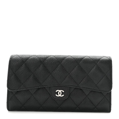 Chanel Caviar Quilted Large Gusset Flap Wallet Black 1 of 9