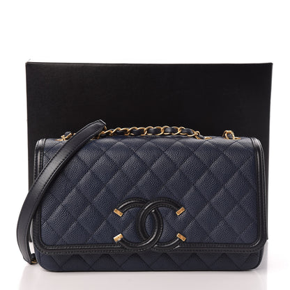 Chanel Caviar Quilted Medium CC Filigree Flap Navy Black 11 of 11