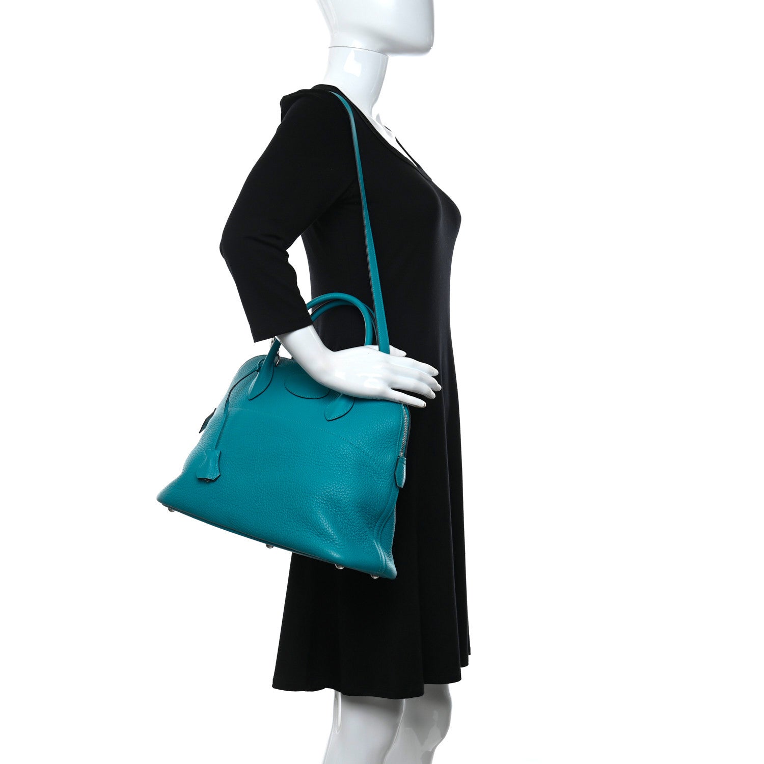 Hermes Taurillon Clemence Bolide 35 Turquoise 2 of 11