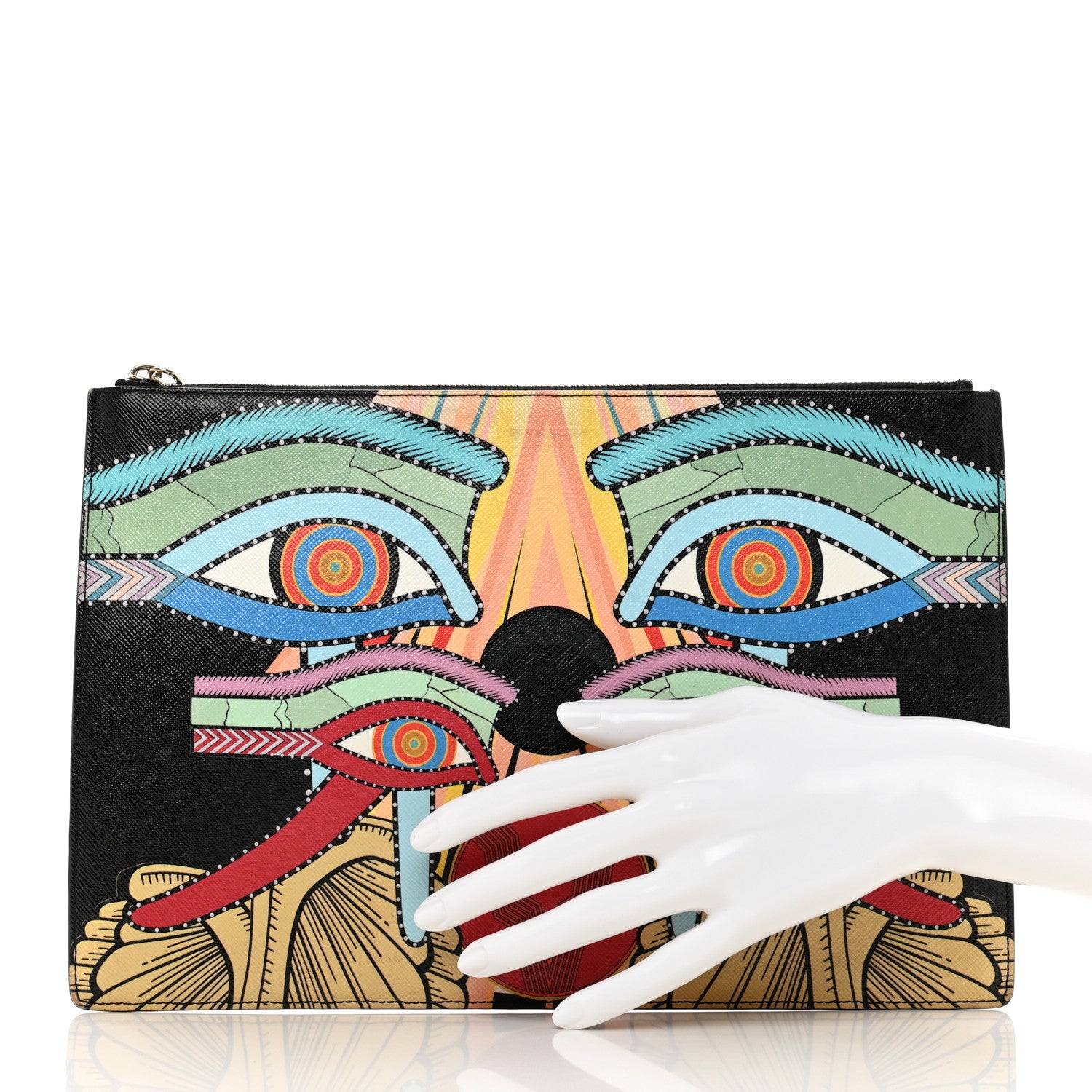 Givenchy Calfskin Egyptian Print Medium Flat Pouch 2 of 7