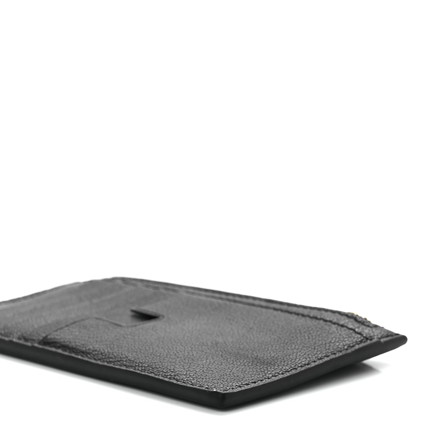 Grained Calfskin Zip Pouch Card Holder Black