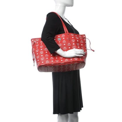 MCM Visetos Medium Liz Reversible Shopper Tote Ruby Red 3 of 11