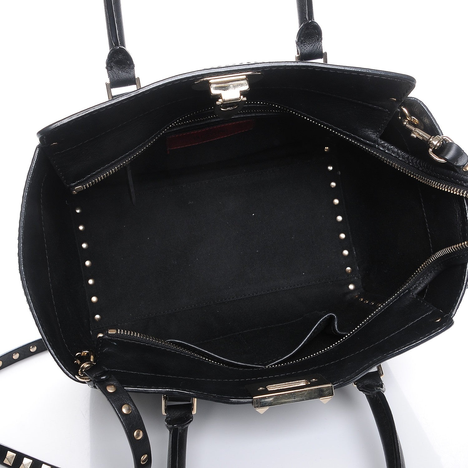Valentino Garavani Vitello Small Rockstud Double Handle Tote Black 6 of 9